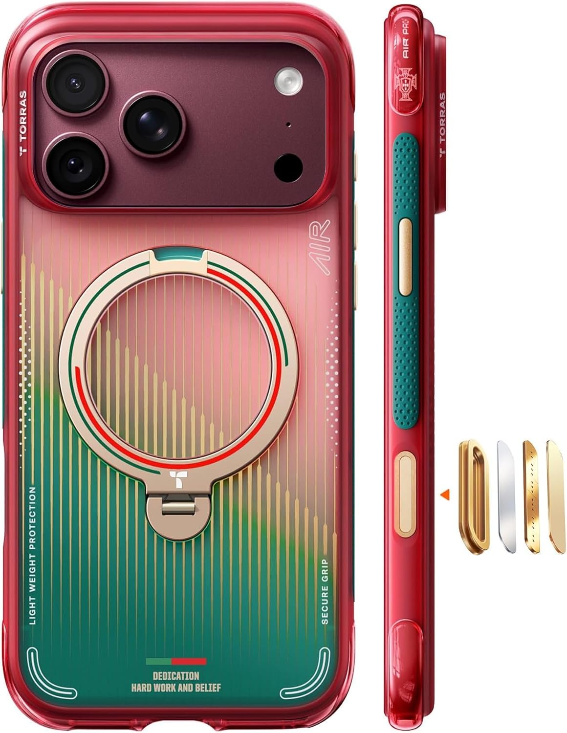 Detalle de TORRAS Q3 Air World Cup Edition for iPhone 17 Pro Max with 360° MagSafe Stand