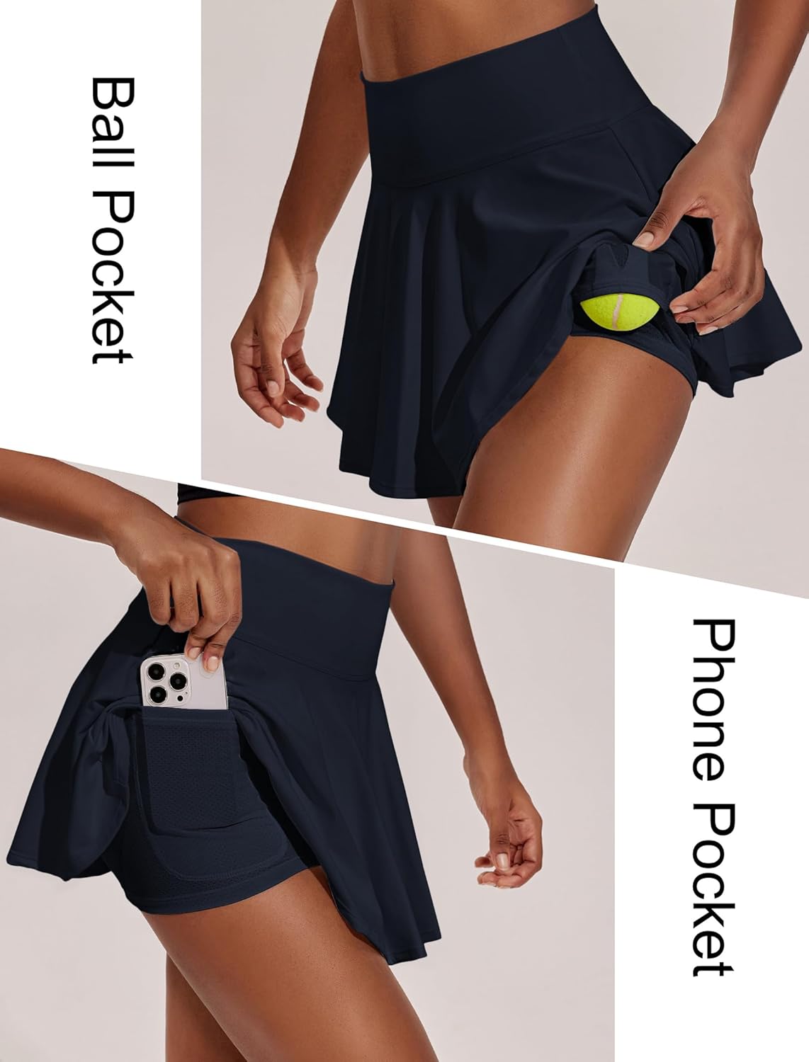 Thumbnail 3 de PINSPARK Women’s Pleated Tennis Skort with Pockets, High-Waisted Athletic Skirt (14" length)