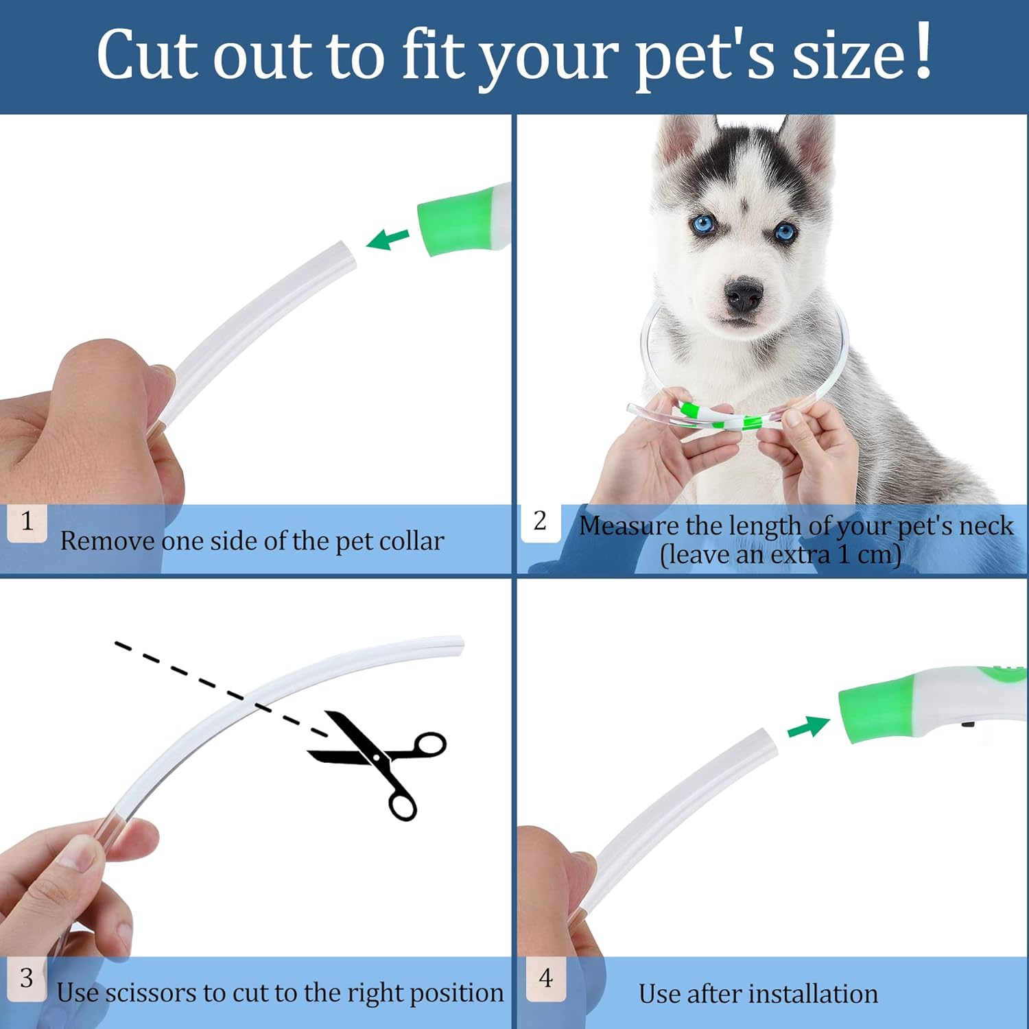 Detalle de Coolzon Collare Luminoso USB per Cani e Gatti – LED 3 Modalità, Impermeabile, Taglie Piccola/Media/Grande, Verde