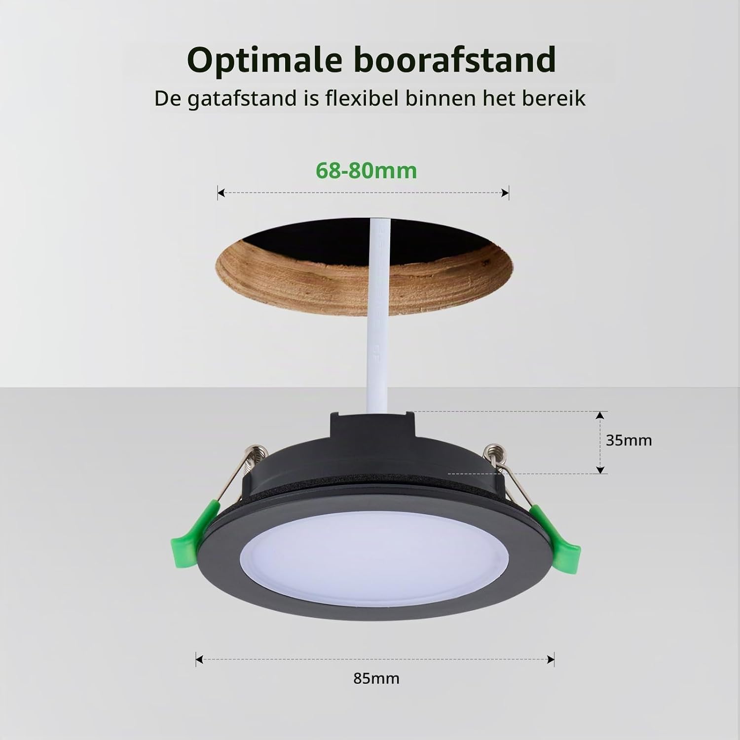Detalle de Bojim SMD010 LED-inbouwspots, zwart, 10 stuks, IP65, 4000 K