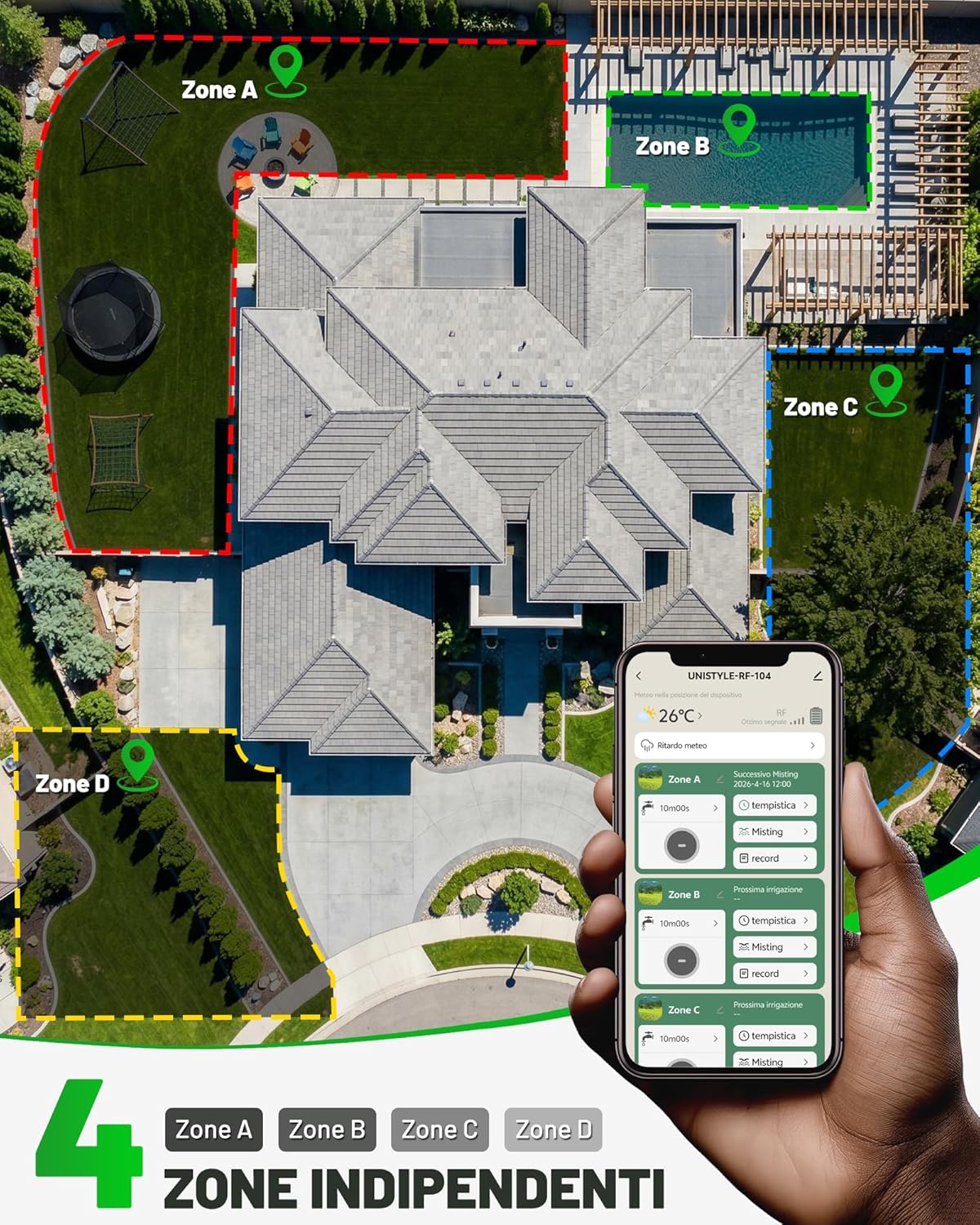 Thumbnail 1 de Unistyle Centralina Irrigazione WiFi 4 Vie – Controllo smart per giardino con 4 zone e programmazione indipendente