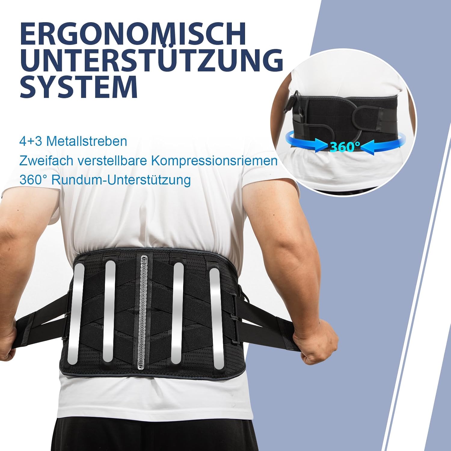 Detalle de HONGJING Beheizte Rückenmassagegerät Bandage – 3-in-1 Wärme, Massage und Stütze (XL)