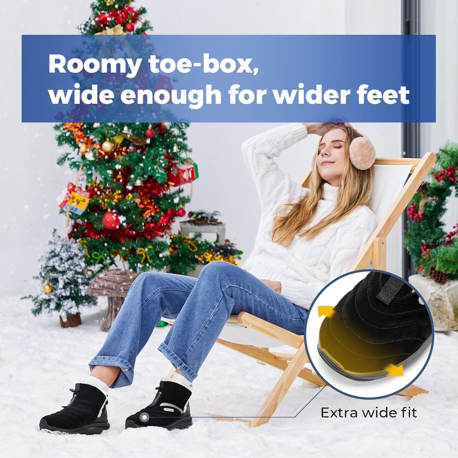 Thumbnail 1 de FitVille Damen Winterstiefel Extra Weit mit Klettverschluss – Kurzschaft, rutschfeste Boots