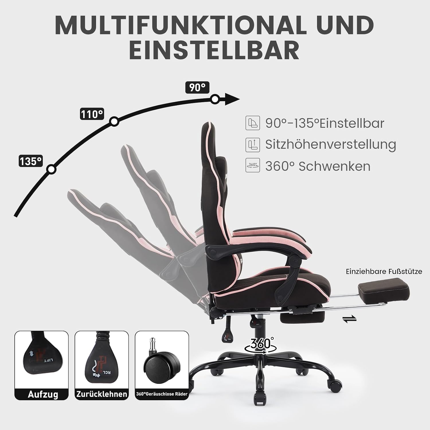 Thumbnail 5 de NIONIK Gaming Stuhl 180 kg Belastung