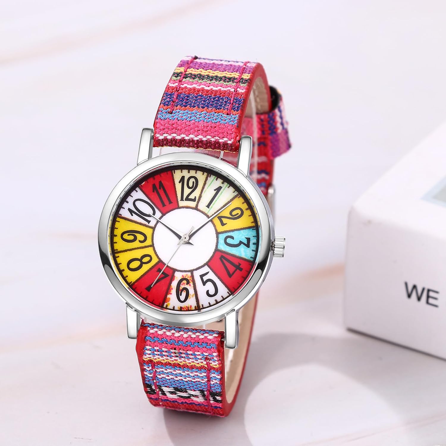Thumbnail 1 de OIDEA Damen Armbanduhr Boho Hippie mit Leder- und Stoffarmband, analoger Quarz-Uhr