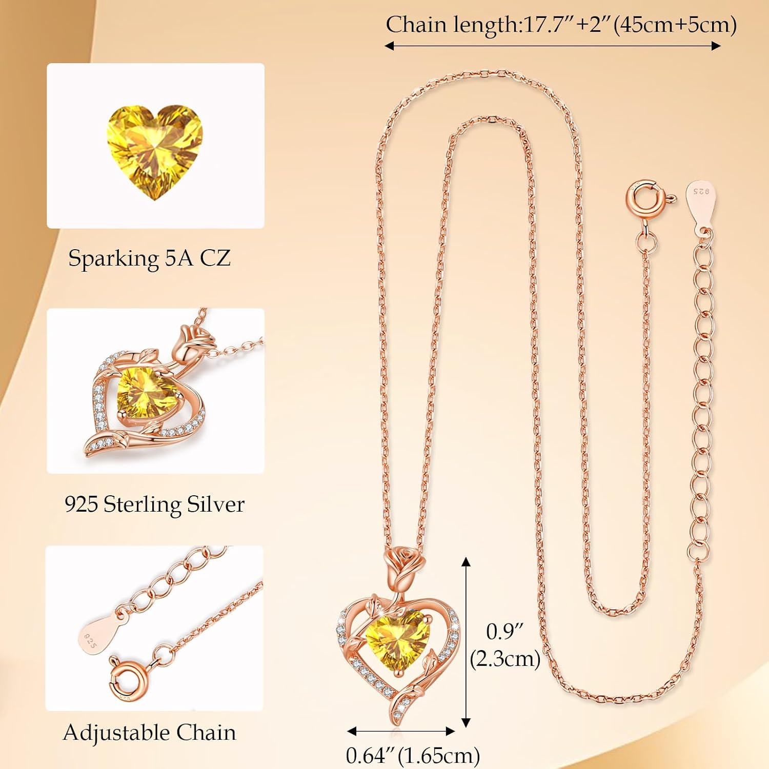 Thumbnail 4 de Collier femme MISUMOR en argent 925 avec pendentif cœur et rose