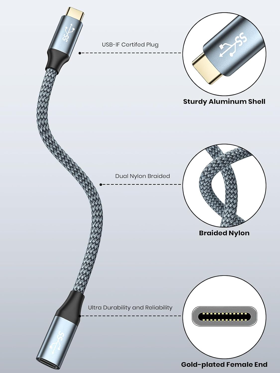 Detalle 2 de WTPGTI USB C Verlängerung 3m für Geräte