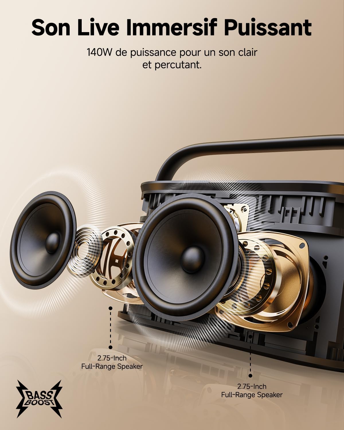 Detalle de Ikarao Shell S2 karaokeset met display, 140 W en 2 draadloze microfoons