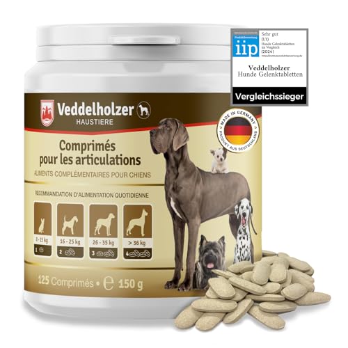 Detalle de Veddelholzer Comprimés articulations pour chiens – moules vertes, MSM, Griffe du Diable, glucosamine et collagène, 125 comprimés