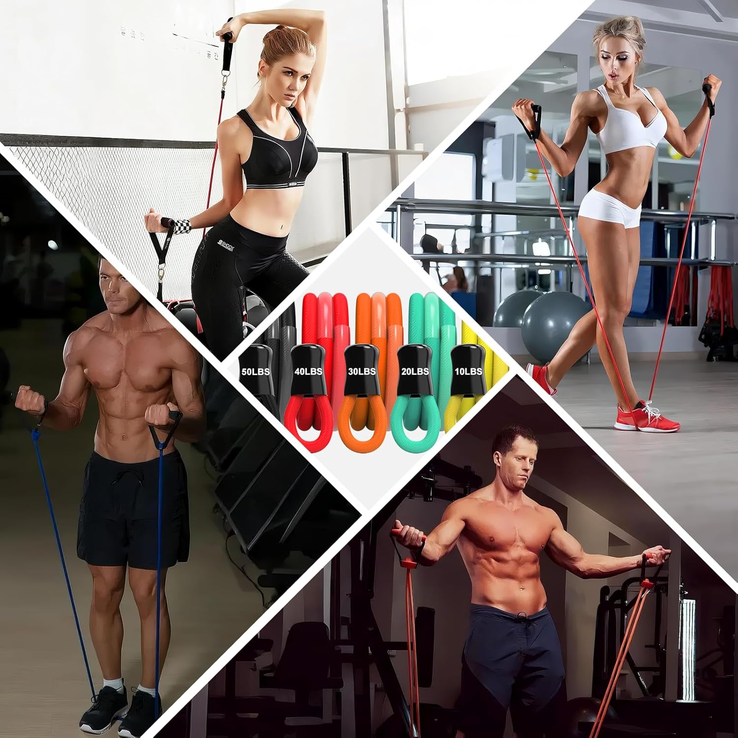 Thumbnail 6 de ezmyma Bande élastique de musculation (lot de 5) avec poignées, sangles de cheville et ancrage de porte