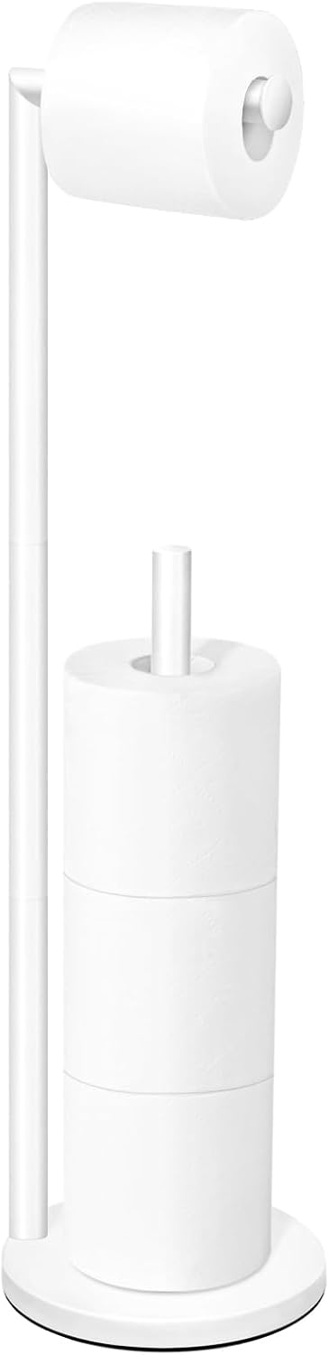 Detalle de Batoliet 025 Freestanding Toilet Paper Holder, White Metal, 4-Roll Storage