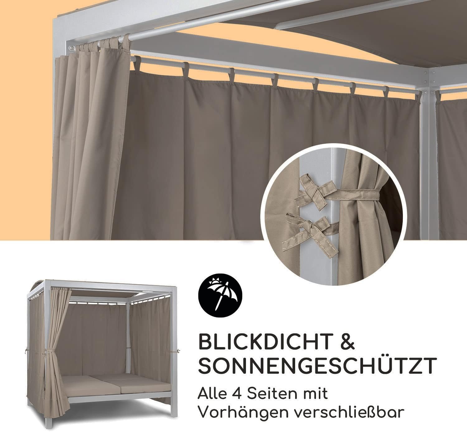 Detalle de blumfeldt 10045965 Double Sun Lounger with Adjustable Canopy and Backrest