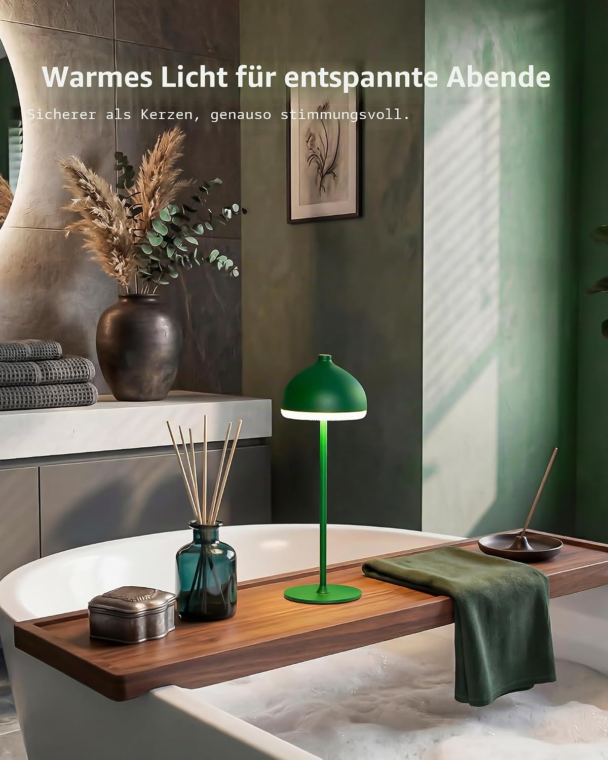 Detalle de LuminexDesigns 2er LED Tischlampe kabellos mit Akku – dimmbar, IP54 Schutz, Vintage-Design
