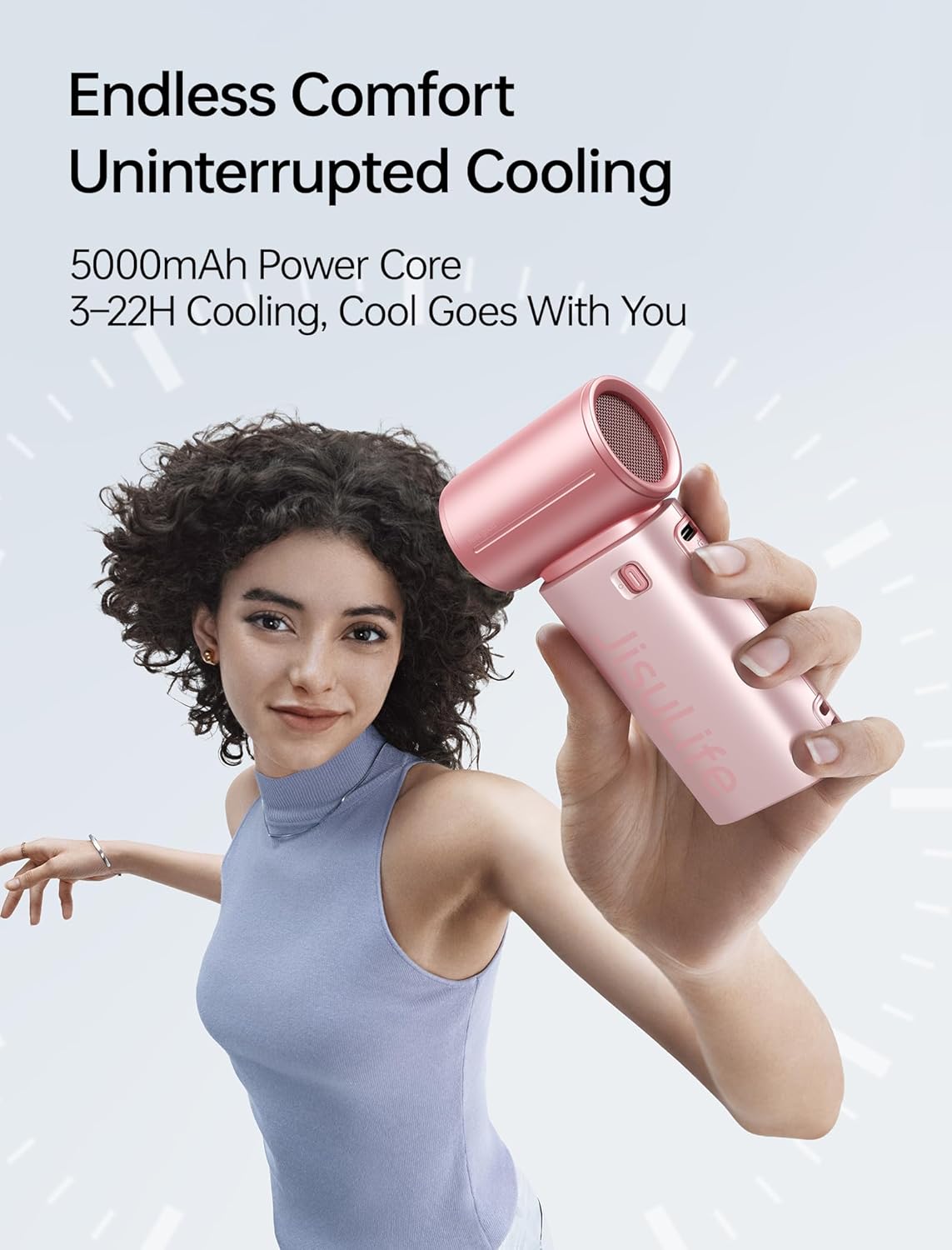 Detalle de JISULIFE Mini Handheld Fan 9S - Sleek Chrome