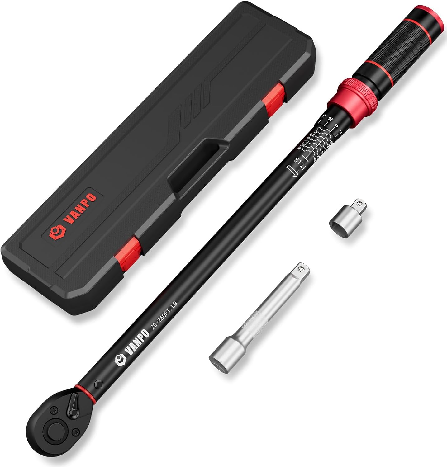 Detalle de VANPO 6b5dfebe-a6f9-4814-8be1-3eedc315b3c2 1/2-Inch Click Torque Wrench, 20–260 ft-lb
