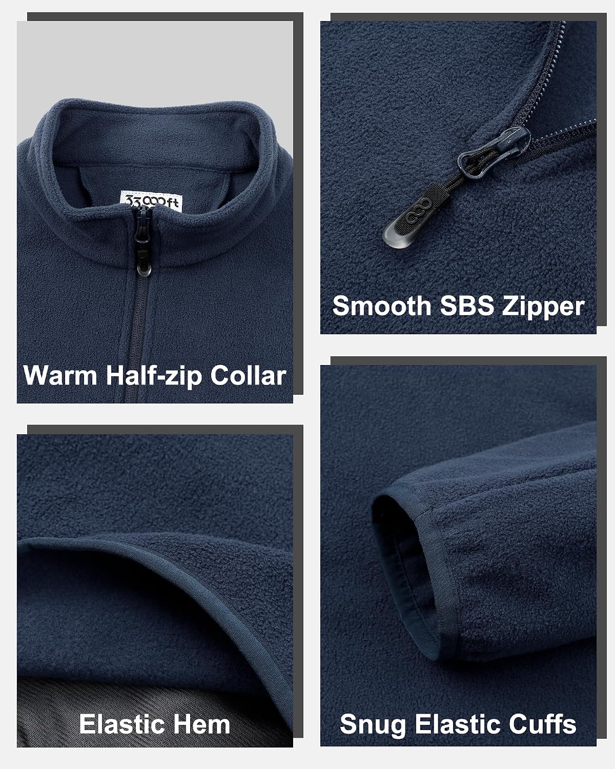 Thumbnail 3 de 33,000ft Men’s Fleece Pullover Warm Half Zip