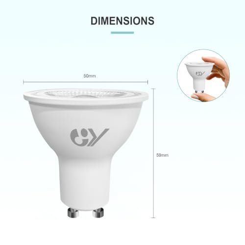 Detalle de GY Ampoules LED GU10 4,9W équivalent 80W – Lot de 10, 4000K neutre, 790 lm, 120°