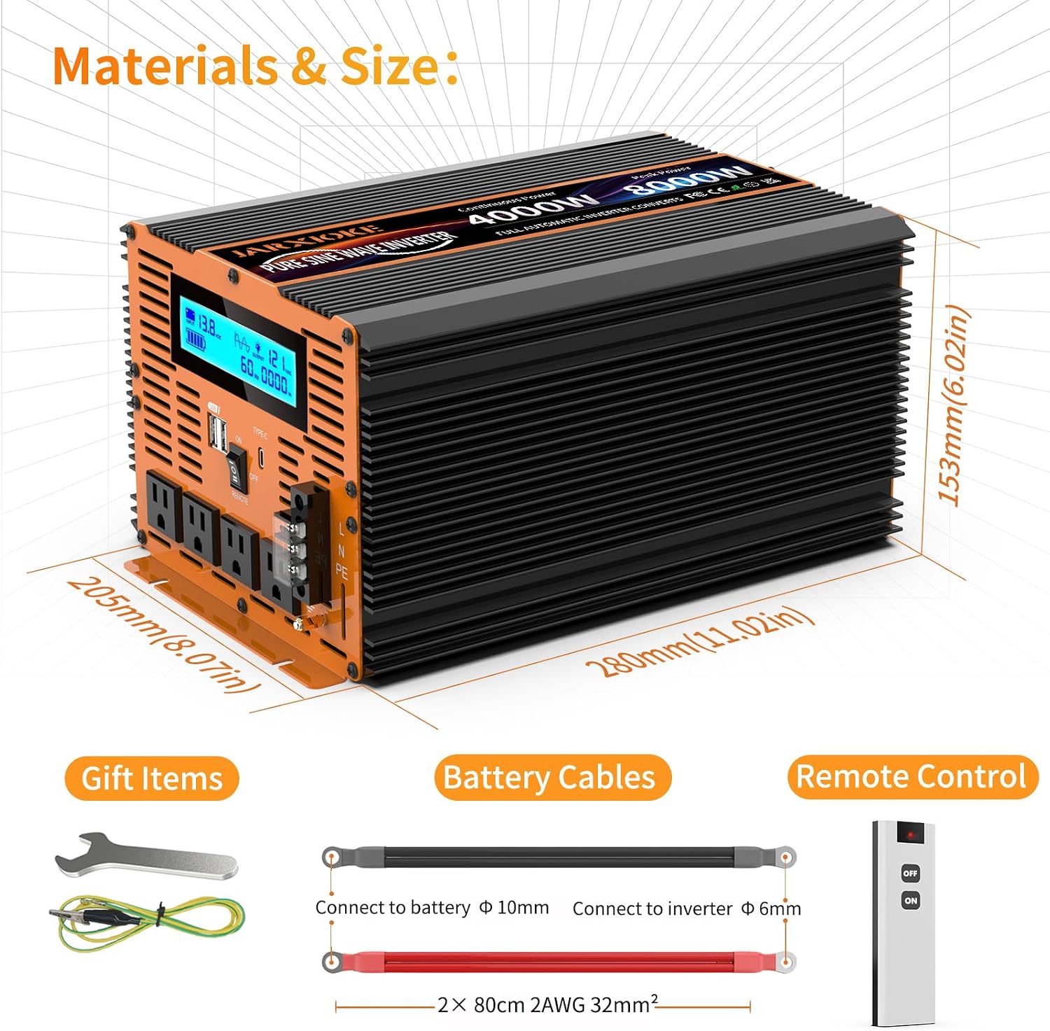 Thumbnail 5 de JARXIOKE 4000W Pure Sine Wave Inverter