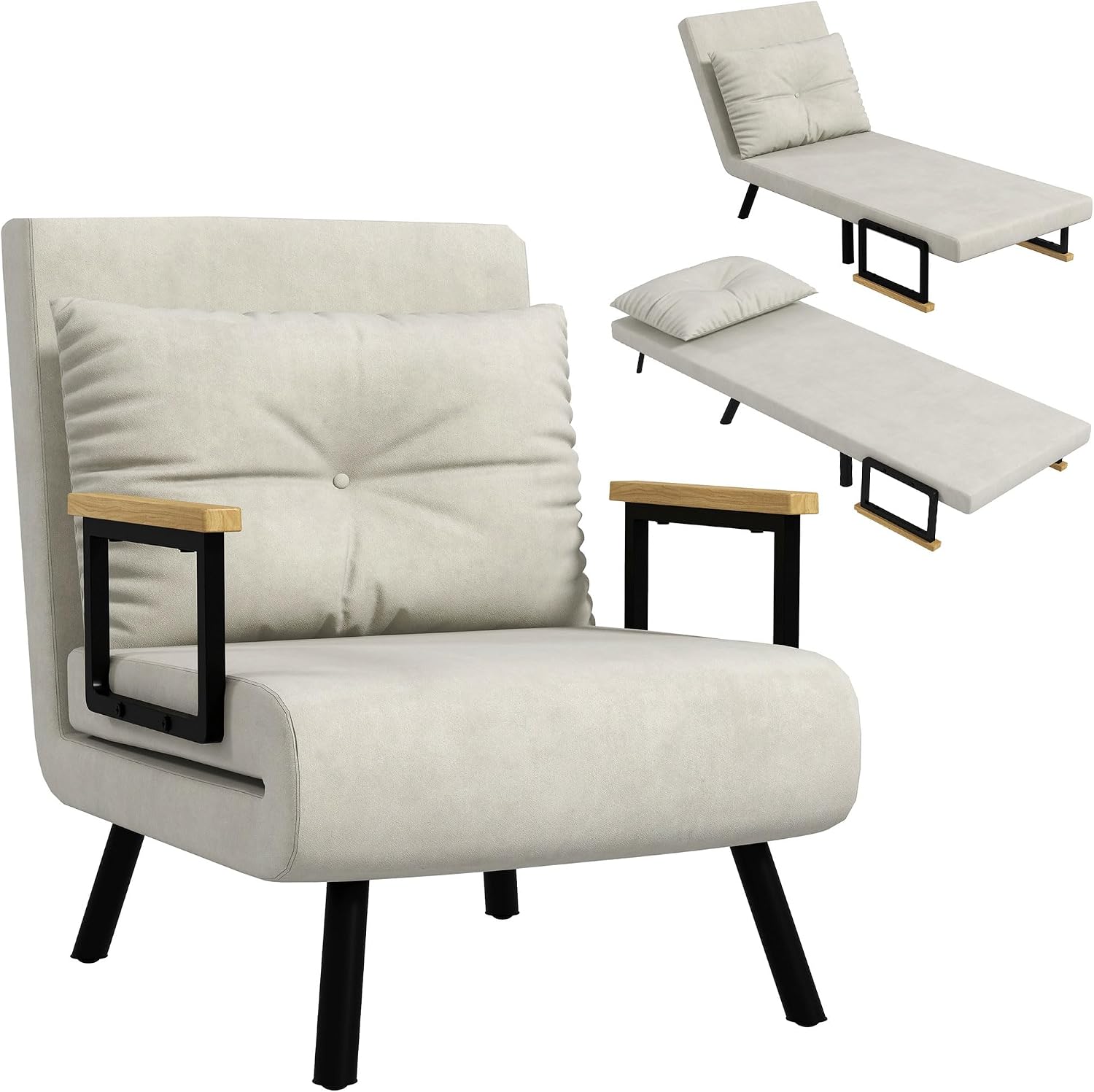 Detalle de HOMCOM Fauteuil convertible 1 place