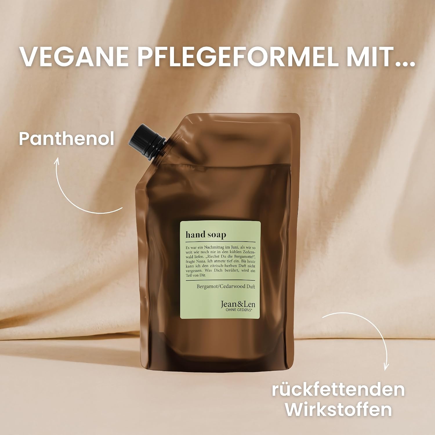 Detalle de Jean & Len Savon pour les mains Bergamote & Bois de Cèdre – Recharge 500 ml