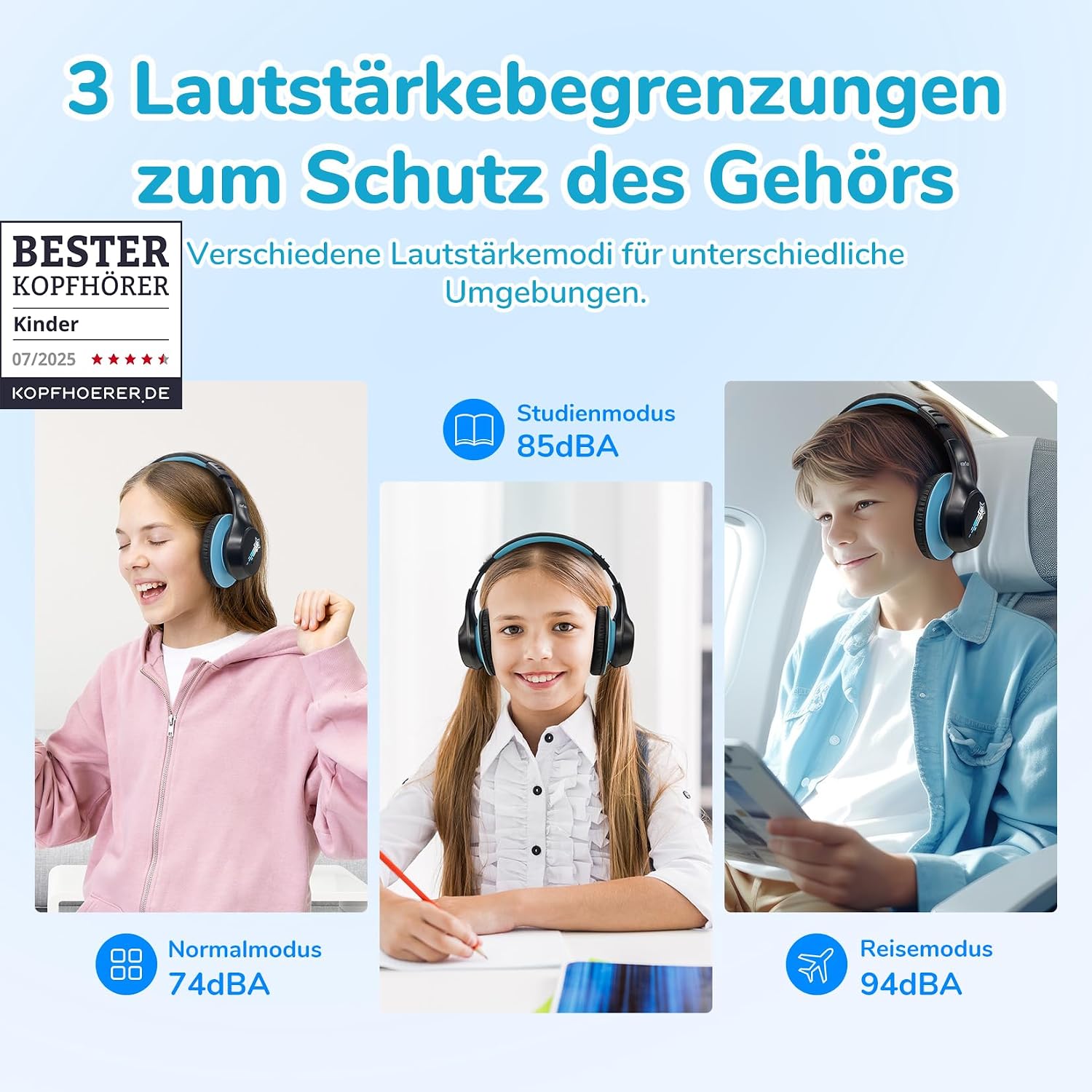 Detalle 2 de EarFun Kinder Bluetooth-Kopfhörer mit 90 Std