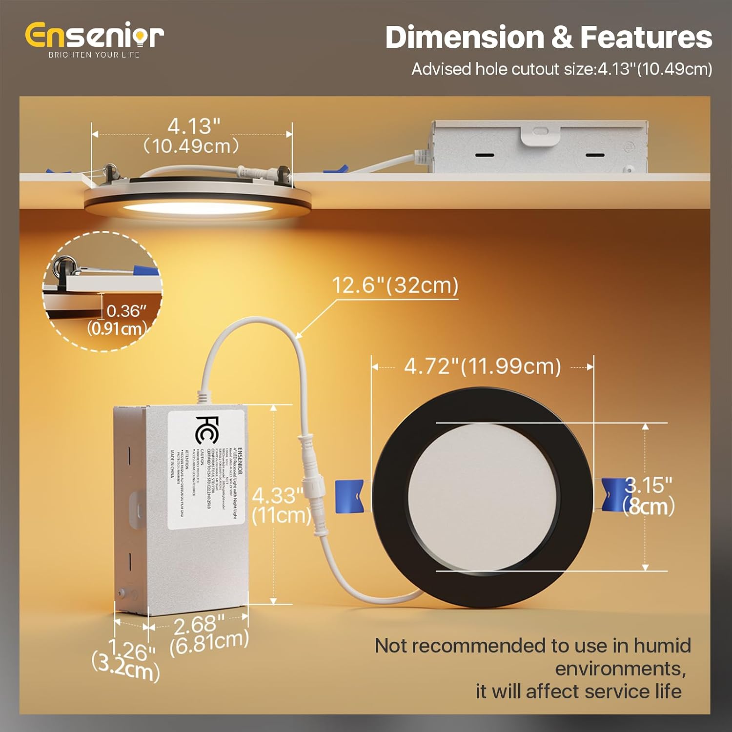 Thumbnail 6 de Ensenior LED Recessed Lights, 4-Inch