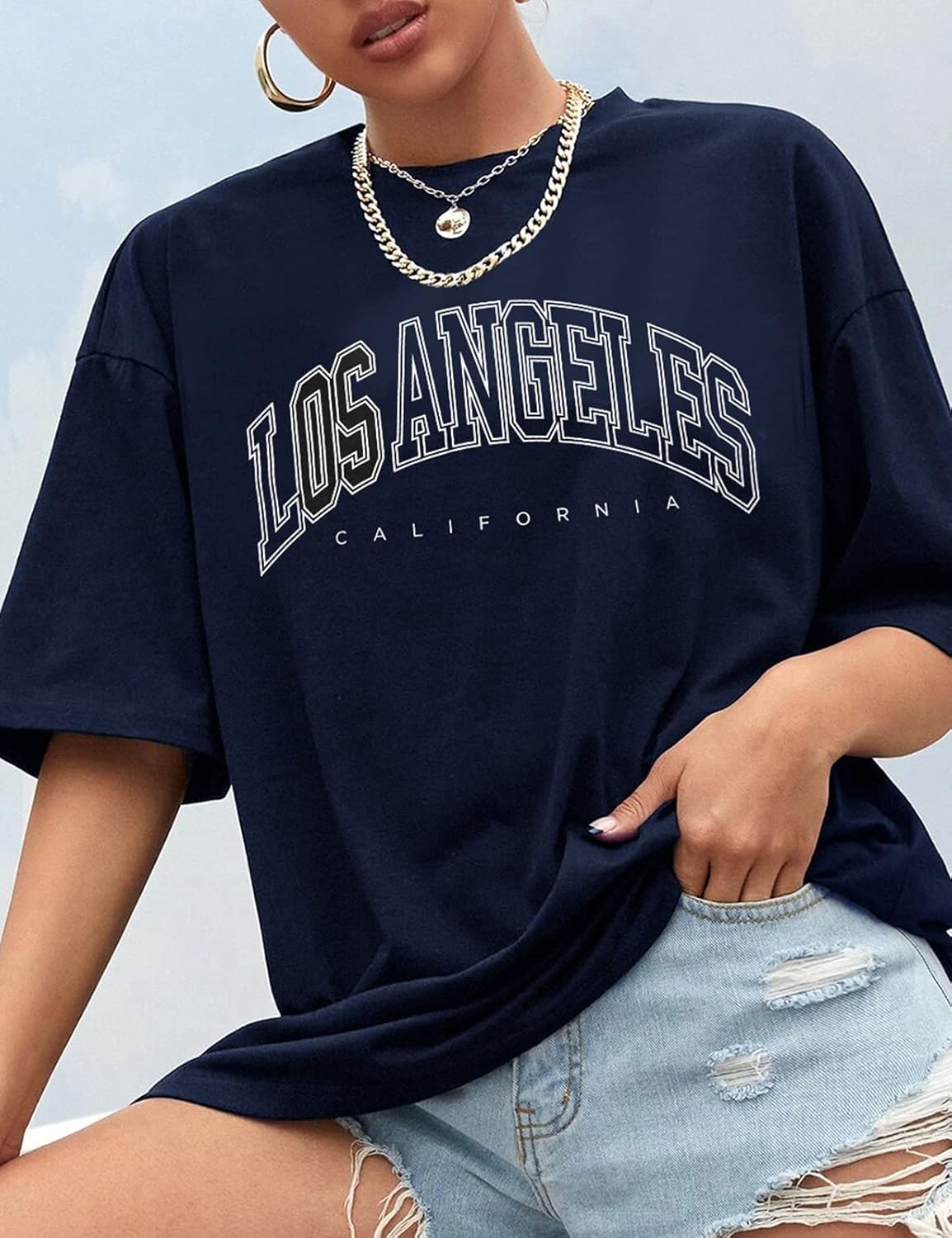 Detalle de Niwicee Damen T-Shirt Lose Rundhals Kurzarm aus 100% Baumwolle – Casual Tops für Sommer