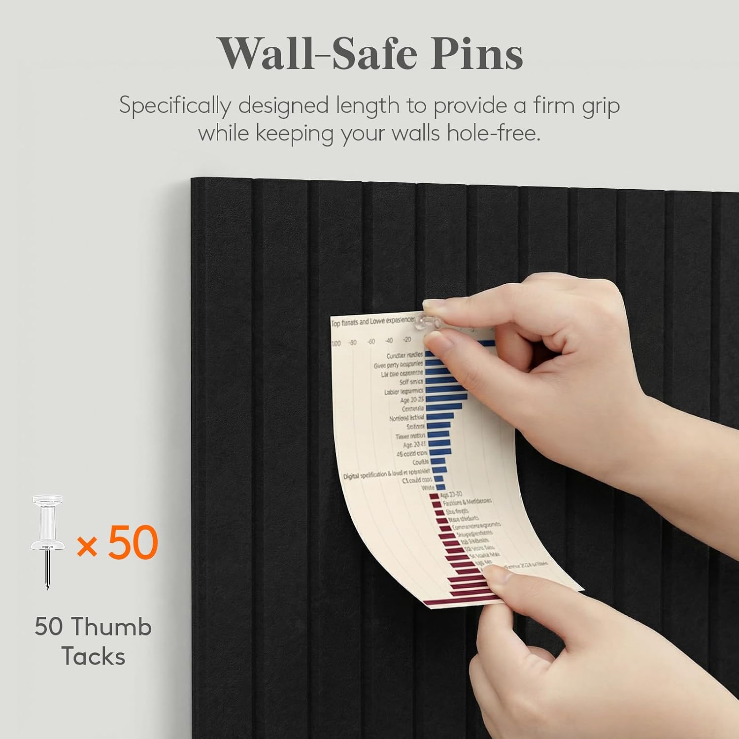 Detalle de Lifewit 25207 Slat Stripe Felt Bulletin Board, Black, 12-Tile Self-Adhesive Set