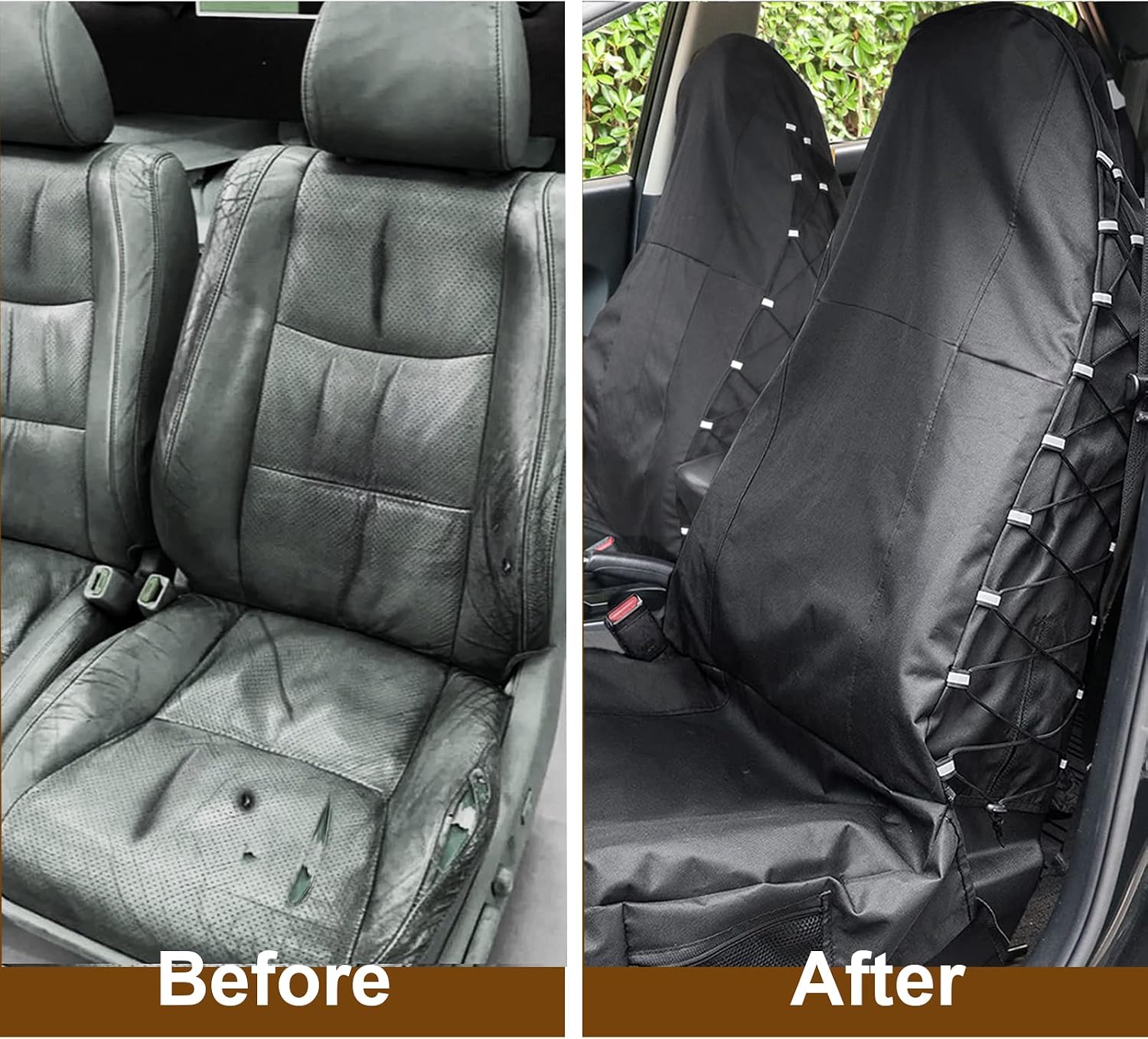 Detalle de TIROL Waterproof Front Seat Covers for High Back Seats 💺
