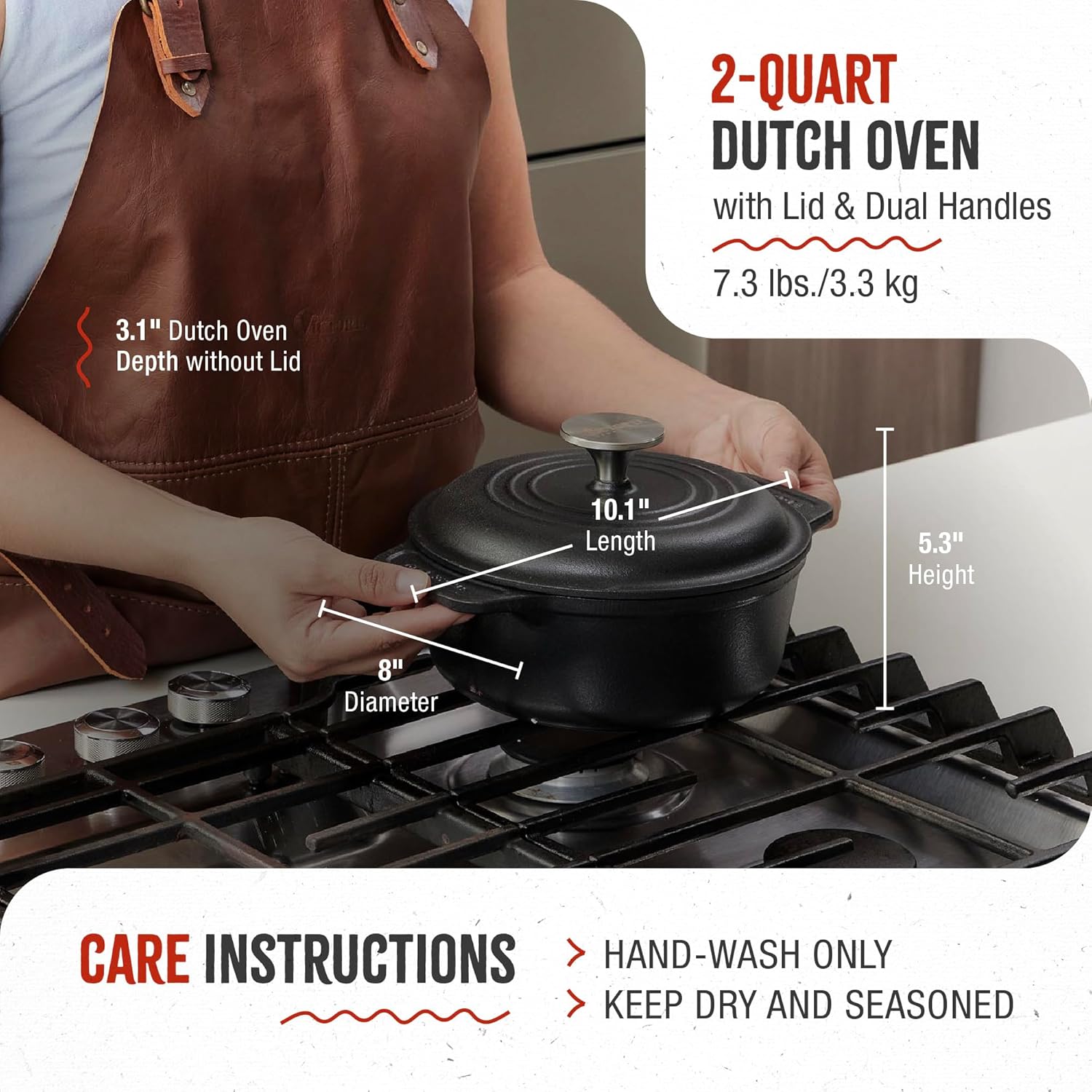 Thumbnail 5 de VICTORIA Forno olandese in ghisa stagionata 20 cm / 1,9 L (senza PTFE e PFOA)