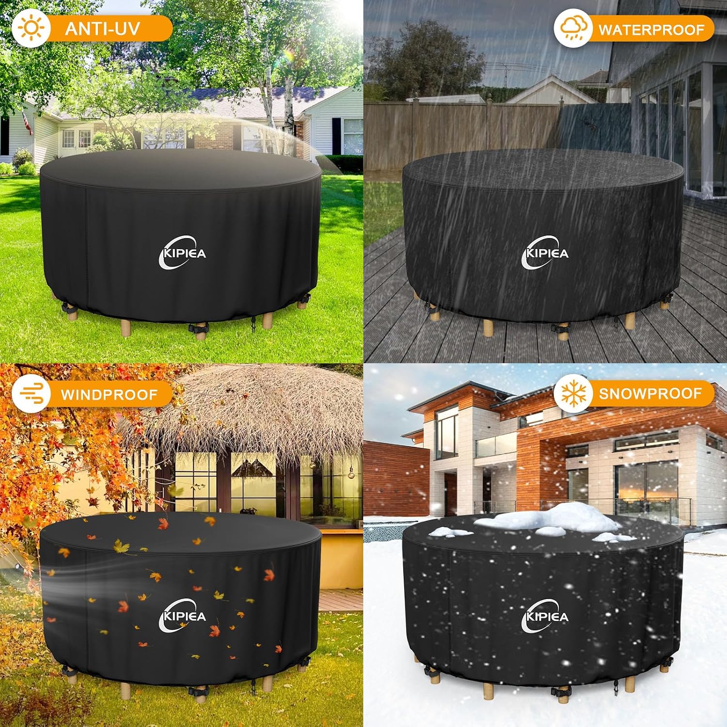 Thumbnail 6 de Kipiea Extra Large Garden Furniture Covers Waterproof, Heavy Duty 420D (345 x 188 x 71cm)