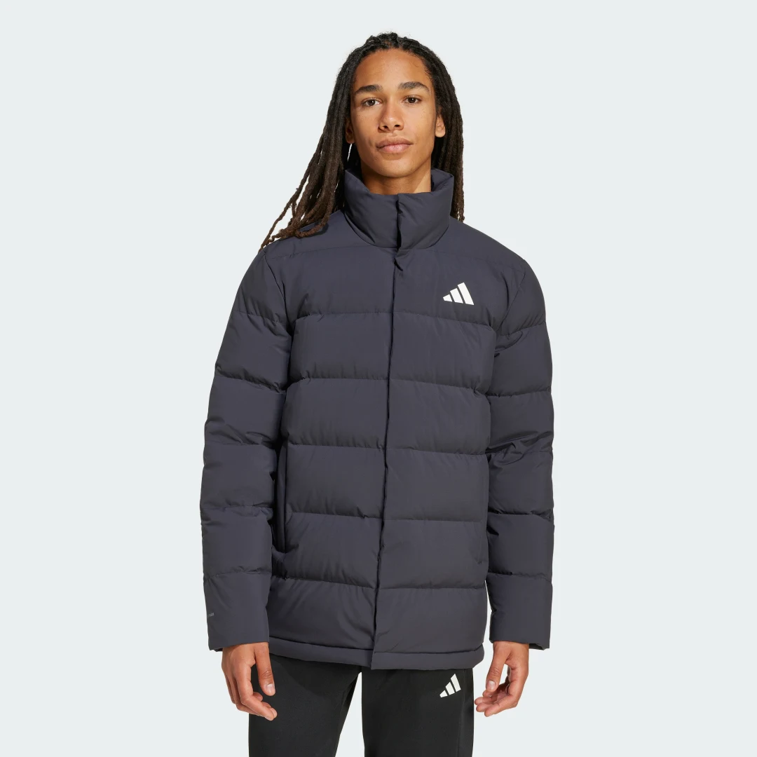 Detalle de Anorak de plumón Helionic CLIMAWARM de Adidas (longitud media) en Negro