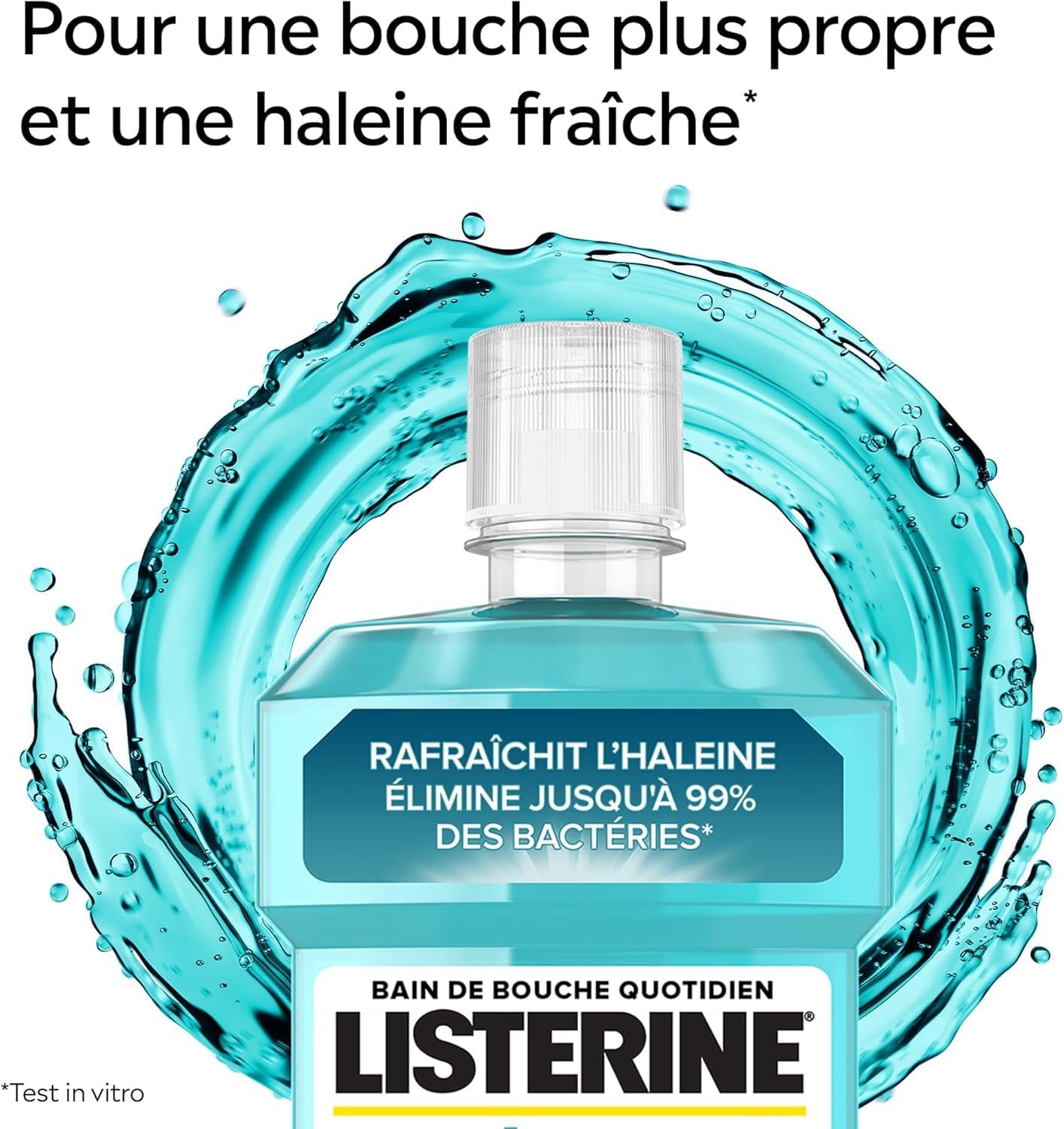 Detalle de Listerine – Bain de Bouche Quotidien Fraîcheur Intense (lot de 3 x 500 ml) – lutte contre les bactéries et haleine durable