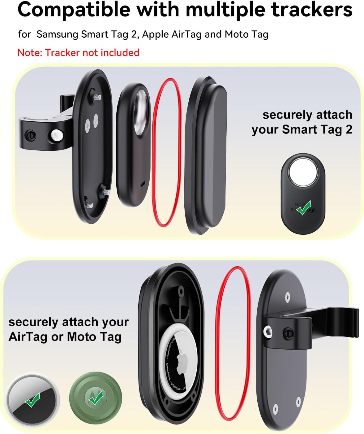 Detalle de DDJ fietshouder DDJ-QT-ZXC-DW-001 voor AirTag, SmartTag2 en Moto Tag