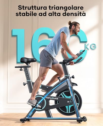 Detalle de Toputure Cyclette da Casa con App – 100 Livelli di Resistenza, Volano 15 kg e Sistema di Ammortizzazione