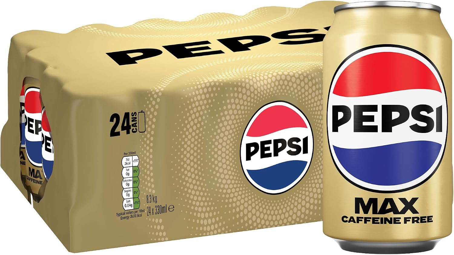 Detalle de Pepsi Max Caffeine Free Cola in 330ml Can (24 Pack) – Crisp, Zero Sugar & Zero Caffeine