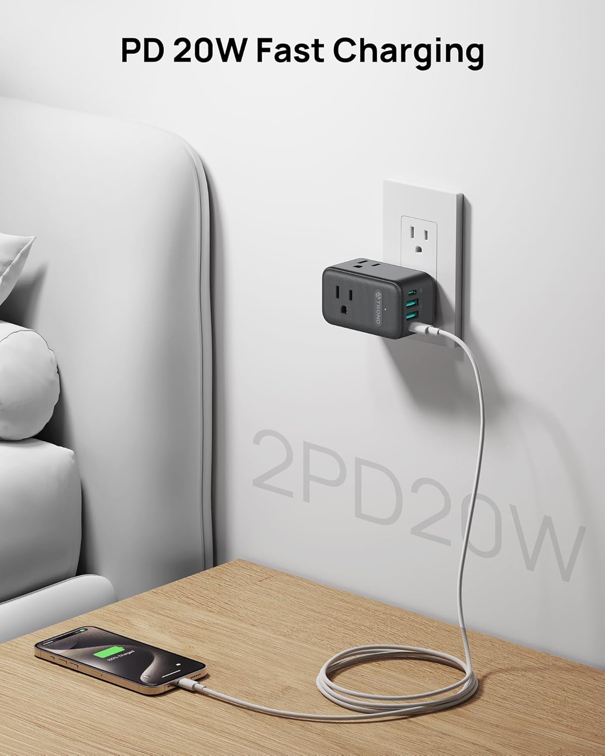 Thumbnail 4 de TROND TD-EA-US24S Outlet Extender 2-Pack with 3 AC Outlets and USB-C