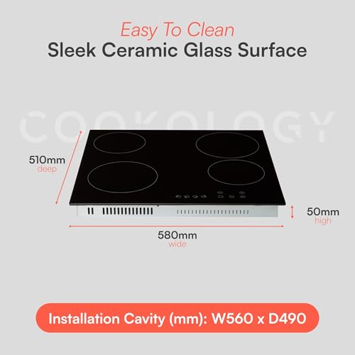 Detalle de Cookology 60cm Electric Ceramic Hob - 4 Zones - Black