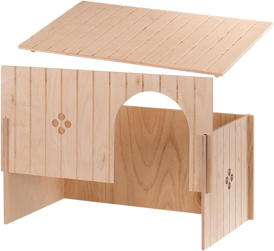 Detalle de Ferplast Wooden House for Rabbits, Guinea Pigs & Hamsters (Size XXL) – FSC® Wood, Ventilation Window