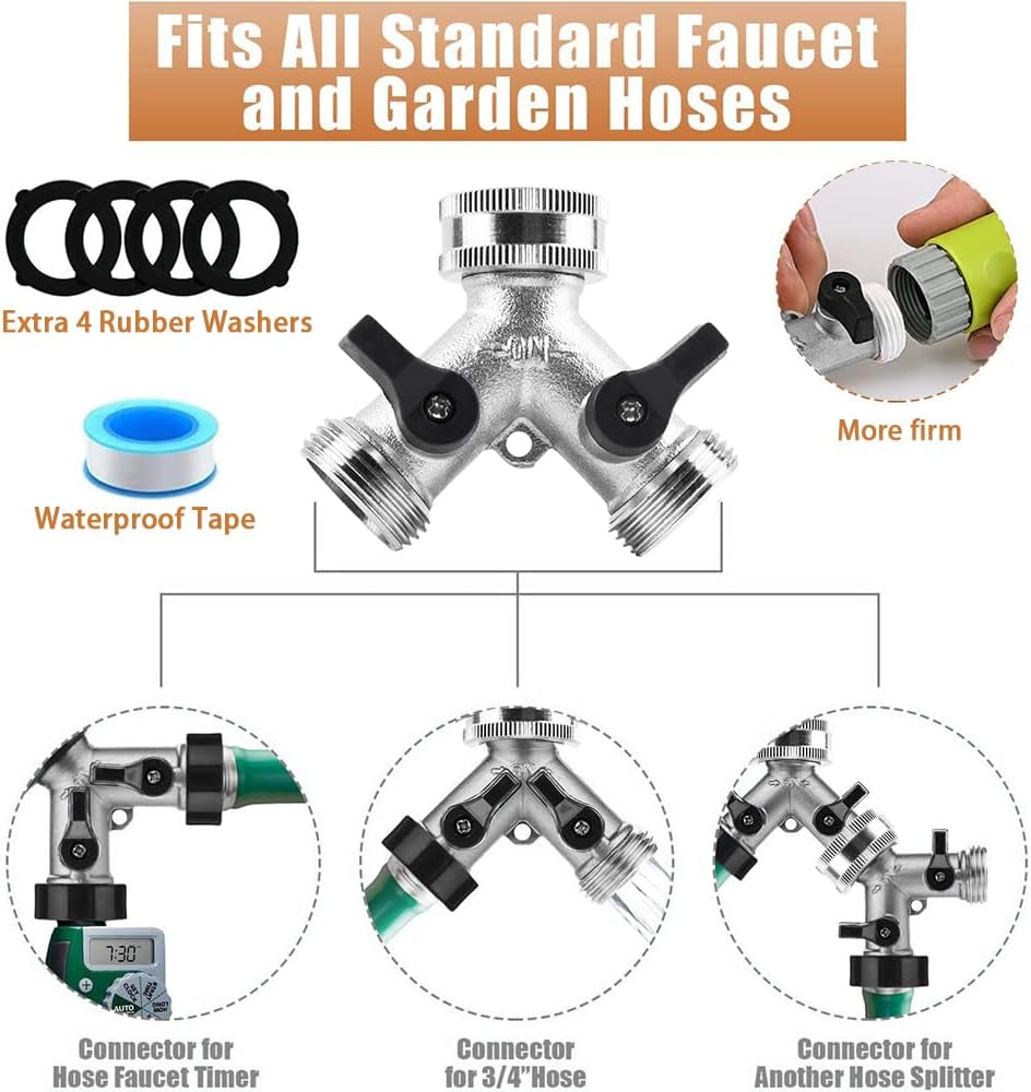 Detalle 1 de TUIBEIDAMAI 2-Wege-Wasserverteiler 3/4 Zoll Adapter