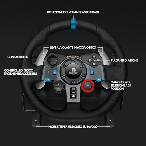 Detalle 2 de Logitech G G29 Driving Force volante da corsa – fedeltà di guida e sensazione realistica per PS5, PS4 e PC