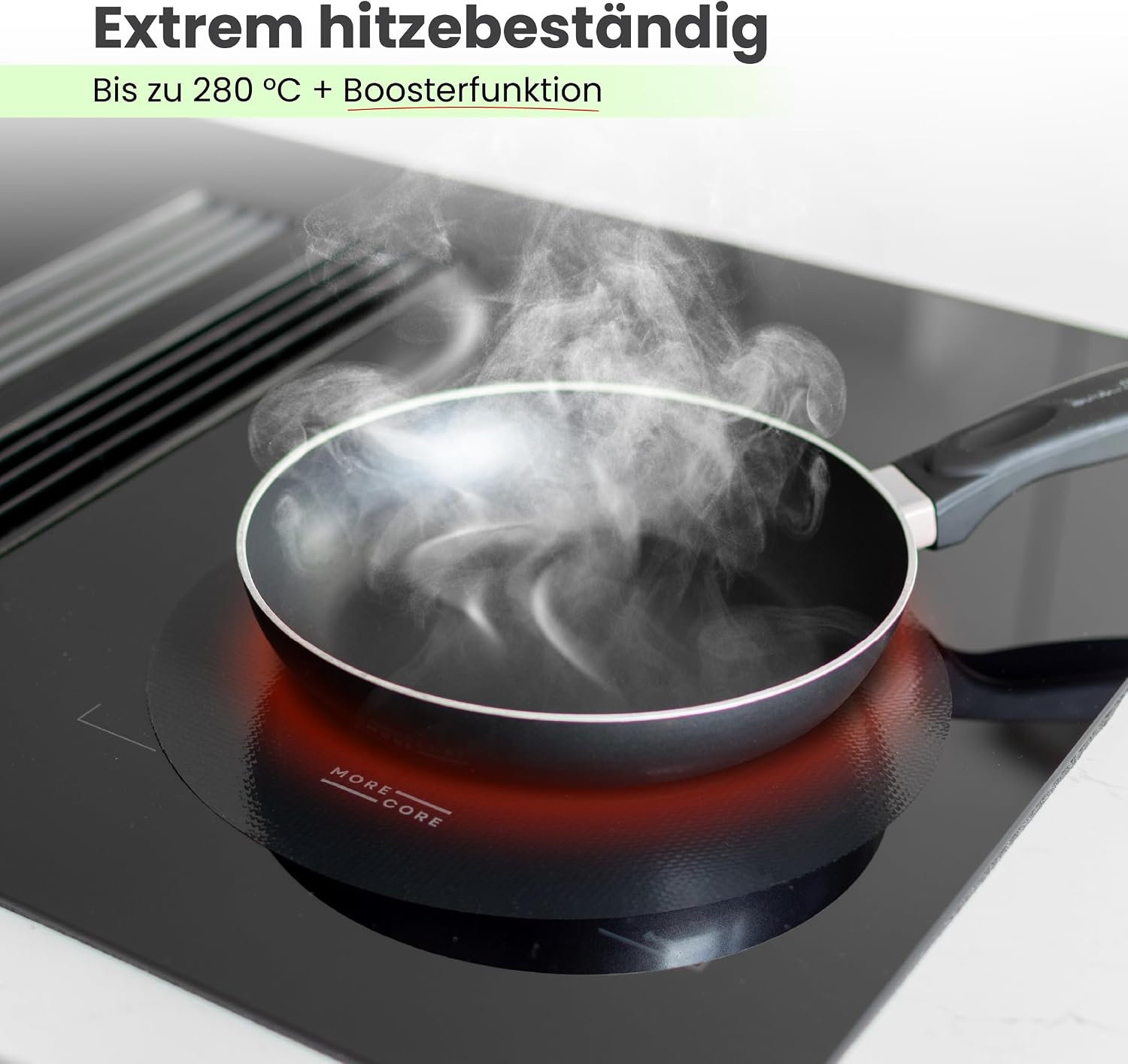 Detalle de MoreCore Induktionskochfeldschutz – Herdabdeckplatten (4x 24 cm) für Induktionsfelder