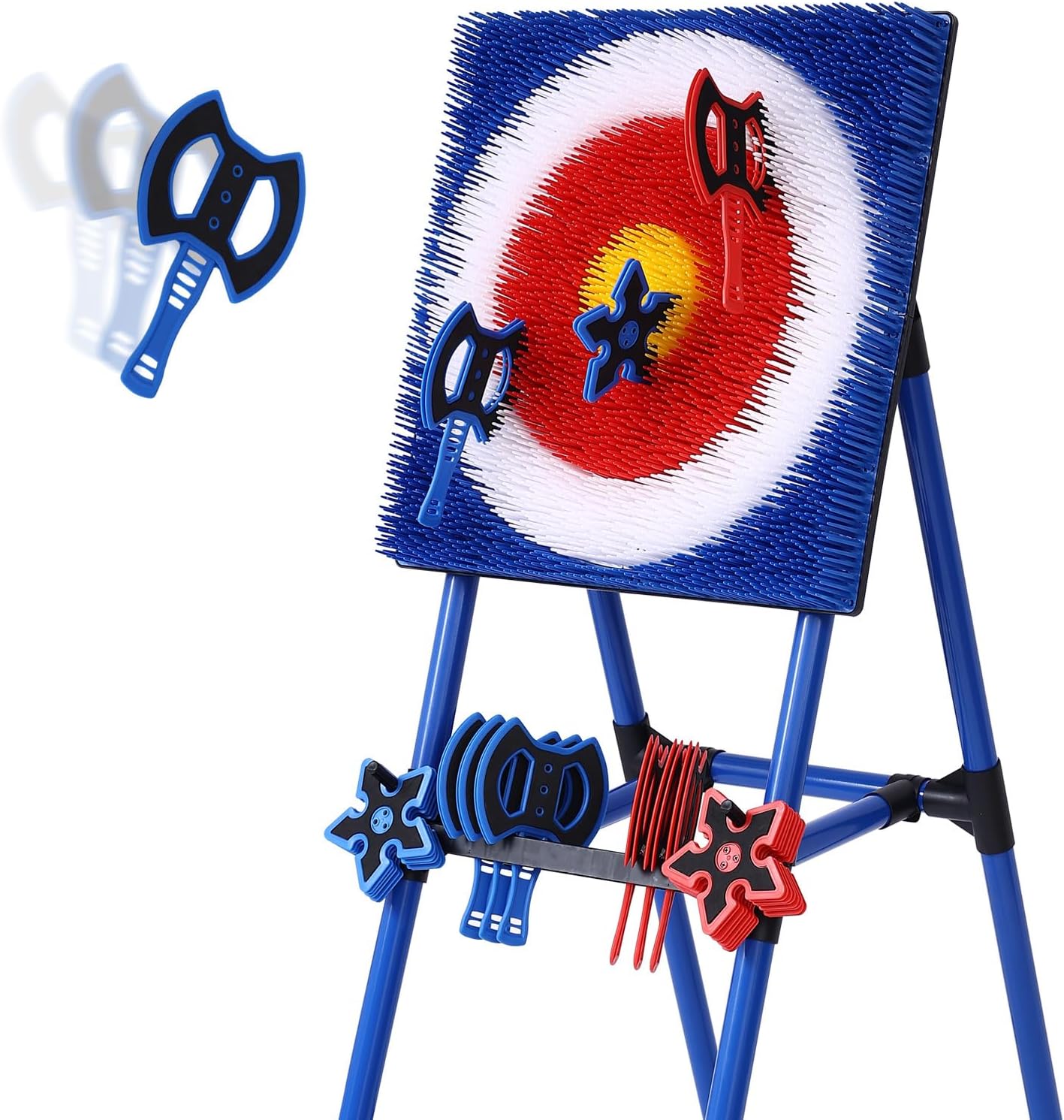 Detalle de Stiatu Axe Throwing Bristle Target Set with 8 Foam Axes — Backyard, Indoor & Outdoor Axe Throwing Game