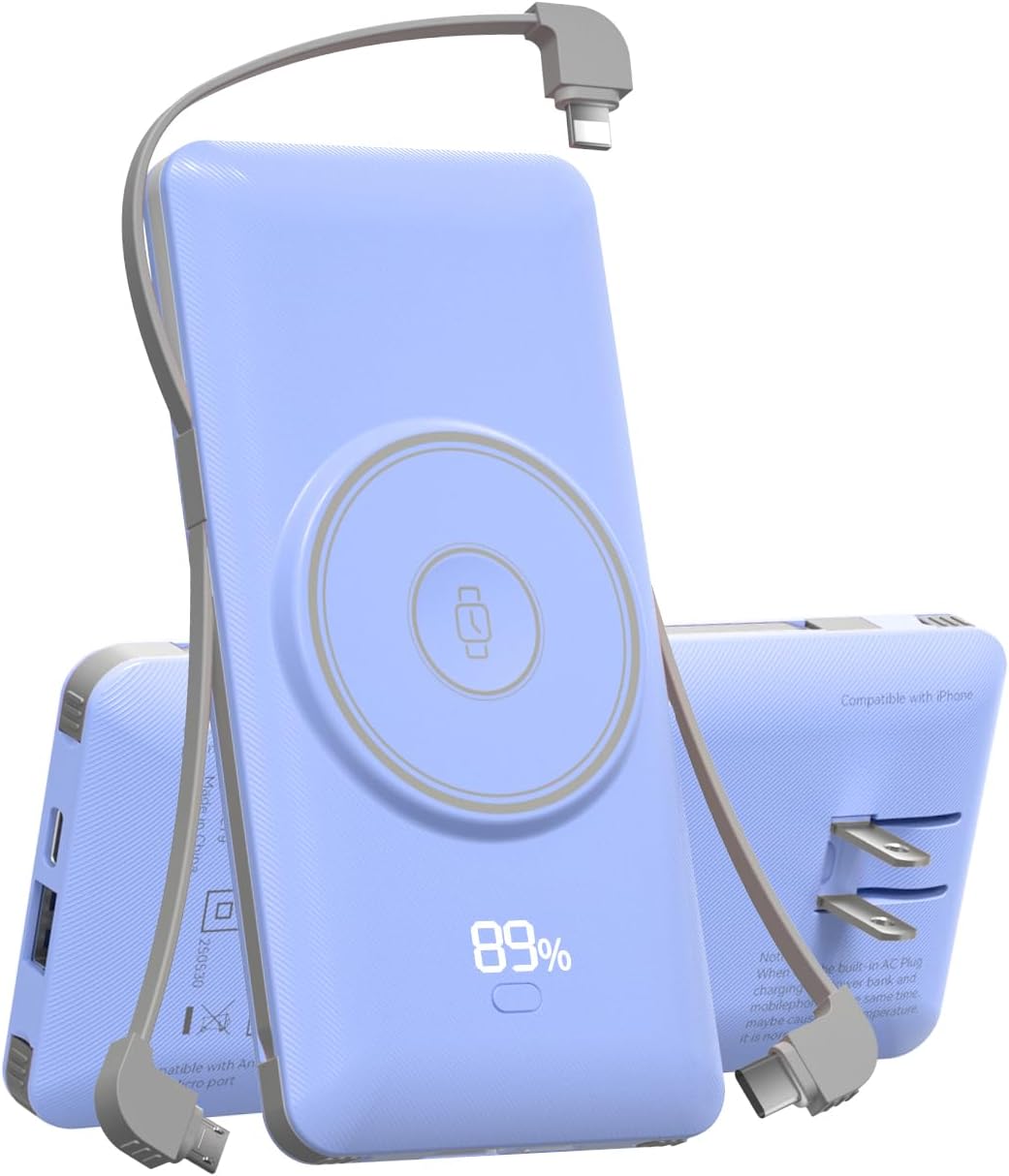 Detalle de LUCKYFELLOW PB180W 10,000mAh Wireless Power Bank with Built-In Cables
