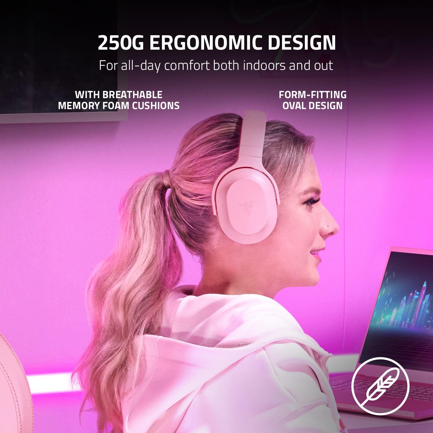 Detalle de Razer Barracuda X RZ04-04430300-R3U1 Over-Ear Wireless Headset, Quartz Pink