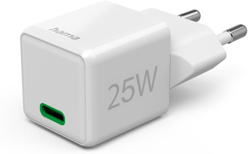 Detalle de Hama chargeur USB-C rapide 25 W (PD + QC 3.0) pour iPhone et Samsung, 1 port, blanc