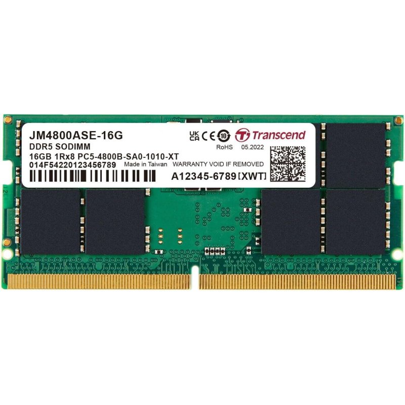 Detalle de Transcend JetRam SO-DIMM DDR5 4800MHz 16GB CL40