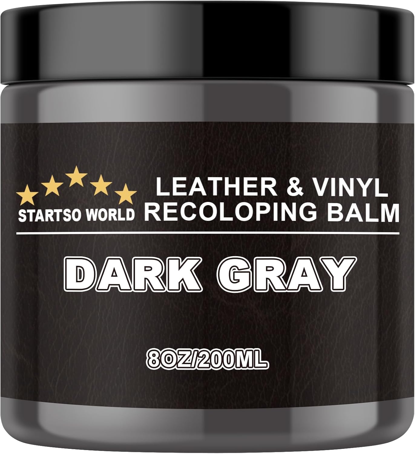 STARTSO WORLD Leather Recoloring Balm (Dark Gray) — Leather Repair & Color Restorer for Furniture