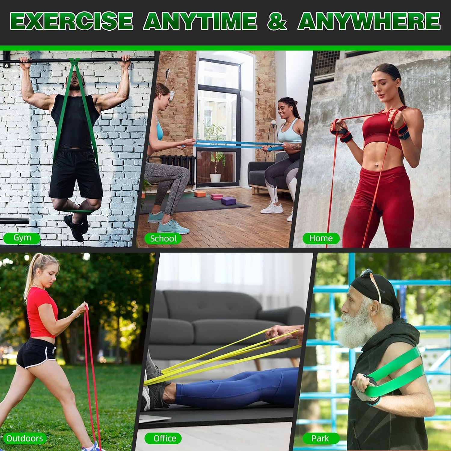 Detalle 1 de K.CINE Resistance Bands Workout Set with 5 Resistance Levels and Door Anchor