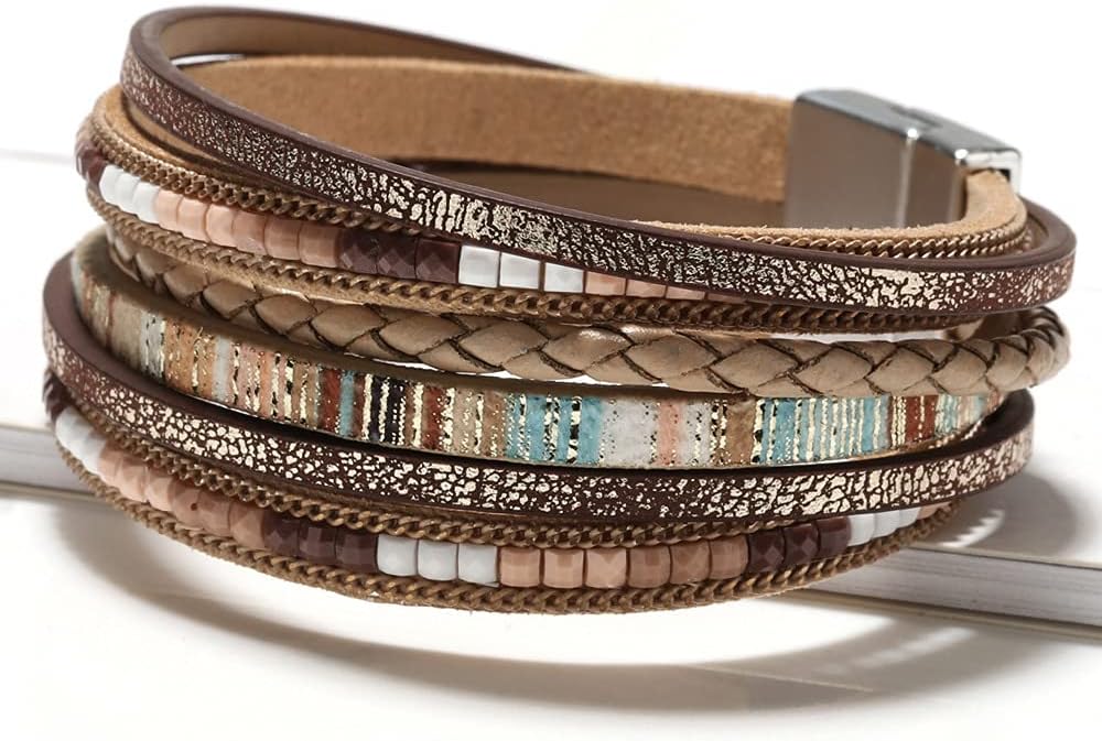 Detalle 2 de Fesciory Leather Wrap Bracelet 7.67 in